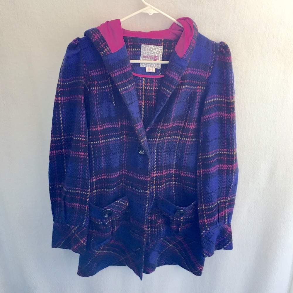 Kensie girl hooded plaid jacket.